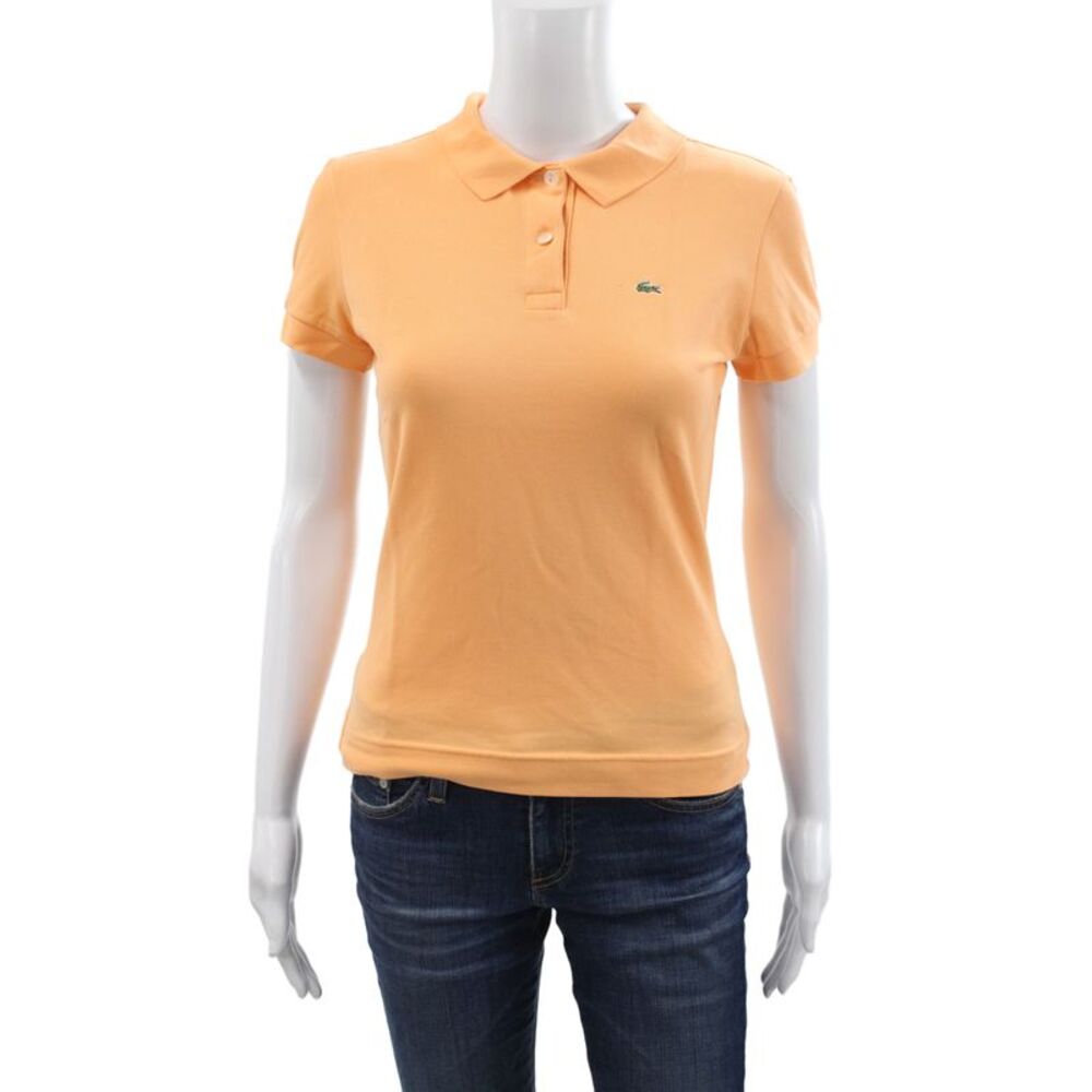 Lacoste Womens Orange Cotton Pique Polo Collared Short Sleeve Size 40